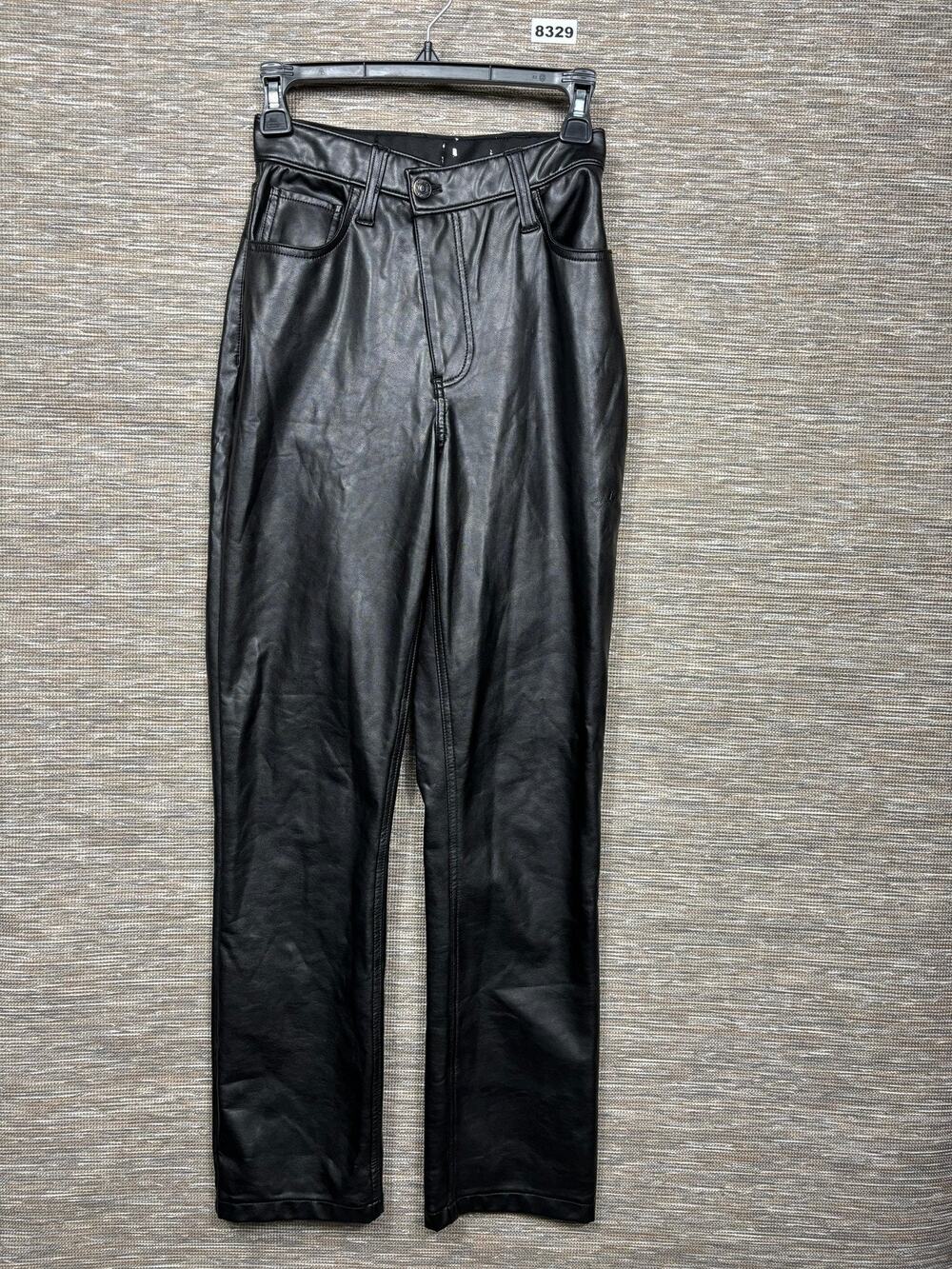Abercrombie & Fitch Dress Pants Womens 28 Black Faux Leather Straight Leg Casual